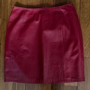 Willi Smith Rich Red Leather Pencil Skirt size 8